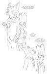  2017 akiric anthro archer_(series) black_and_white canine clothed clothing crossover dialogue disney english_text female fox group gun hand_on_hip handgun holding_object holding_weapon jack_savage judy_hopps lagomorph male mammal monochrome nick_wilde pistol rabbit ranged_weapon simple_background smile suit text weapon white_background zootopia 