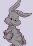  anthro bottomless buckteeth clothed clothing cub dandi featureless_crotch guide_lines lagomorph looking_at_viewer mammal rabbit seductive shaded shirt sketch t-shirt teeth young 
