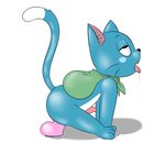  anal anal_penetration blue_fur butt cat dildo dipstick_tail erection fairy_tail feline fur happy_(fairy_tail) mammal masturbation multicolored_tail mutee open_mouth penetration penis saliva sex_toy simple_background solo tongue tongue_out white_background 