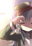  darnell g11_(girls_frontline) girls_frontline hat highres long_hair looking_at_viewer scarf silver_hair solo sunlight yellow_eyes 