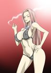  1girl breasts female game_cg hina_(one_piece) large_breasts long_hair nel-zel_formula nipples one_piece shiny shiny_skin simple_background standing wink 