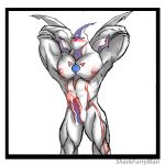  alien balls elemental erection hero male muscular neos nipples nude penis sharkfurryman simple_background solo white_background yu-gi-oh_gx 