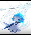  anthro aoino blue_eyes blue_hair blush canine clothing cub dog eyewear fur goggles hair hoodie looking_at_viewer male mammal one_eye_closed shorts simple_background solo umbrella underwater water white_background white_fur wink young 