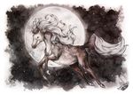  2013 ambiguous_gender equine hair hooves horse mammal moon natoli night outside traditional_media_(artwork) white_eyes white_hair 