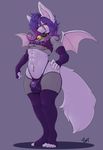  2017 anthro bat bulge canine clothed clothing fox girly hybrid male mammal nipple_piercing nipples piercing skimpy solo wings wyntersun zoqi 