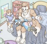  balls bed bedroom butt canine circumcised crying cub diaper dog erection father fox friends invalid_color lavilovi male mammal nursery parent penis pull-ups red_bottom spanking tears young 