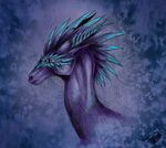  2013 blue_feathers digital_media_(artwork) dragon feathers headshot natoli purple_eyes solo 
