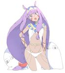  arms_behind_back artist_request blush cropped_legs dark_skin egyptian egyptian_clothes facial_mark fate/grand_order fate_(series) hair_between_eyes head_tilt jewelry long_hair looking_at_viewer navel nitocris_(fate/grand_order) open_mouth purple_eyes purple_hair simple_background very_long_hair white_background 