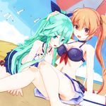  3d alternate_costume bikini bow breasts hair_between_eyes hair_bow highres kantai_collection large_breasts long_hair looking_at_viewer mikumikudance multiple_girls murasame_(kantai_collection) shirajira_akashi swimsuit twintails yamakaze_(kantai_collection) 