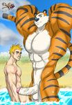  anthro balls calvin_(c&amp;h) calvin_and_hobbes ephorox erection feline hobbes human humanoid_penis hyper hyper_muscles male mammal muscular penis sexdemonghost tiger 