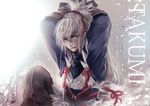  blood blood_on_face bound bound_wrists fire_emblem fire_emblem_if hair_ribbon japanese_clothes male_focus ponytail ribbon silver_hair solo takumi_(fire_emblem_if) 