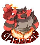  anthro big_muscles claws fangssignature feline gesture hand_on_hip hisashino incineroar looking_at_viewer male mammal muscular nintendo one_eye_closed pok&eacute;mon pose smile solo video_games wink 