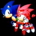  1girl amy_rose couple heart no_humans official_art sonic sonic_cd sonic_the_hedgehog 