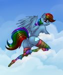  anthro anus clothing equine female horse legwear mammal marsminer my_little_pony pony pussy rainbow_dash_(mlp) socks solo 