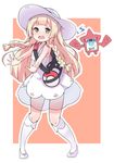  2017 bag blonde_hair blush braid dress duffel_bag gen_4_pokemon green_eyes hat lillie_(pokemon) long_hair open_mouth pokedex pokemon pokemon_(creature) pokemon_(game) pokemon_sm rotom rotom_dex see-through sleeveless sleeveless_dress sun_hat twin_braids white_dress white_hat yusachiko 