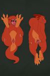  2017 anthro anus butt claws clitoris female kobold legs_up licking licking_lips melvismd nude open_mouth orange_scales pussy raised_tail red_scales scales sharp_teeth smile solo spread_pussy spreading teeth toe_claws tongue tongue_out 
