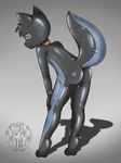 balls canine catsuit_(disambiguation) clothing collar cub male mammal mask rubber shiny skinsuit tight_clothing tobby tobby_wolf wolf young 