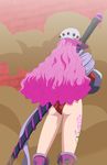 ass charlotte_smoothie hat leotard long_legs long_sword one_piece pink_hair scurf stiky_finkaz sword 