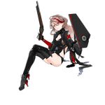  ankle_boots armor black_legwear boots breasts brown_hair cleavage cleavage_cutout earrings full_body girls_frontline gloves gun hair_between_eyes high_heels jacket jewelry lever_action long_hair long_legs looking_at_viewer m1887_(girls_frontline) medium_breasts multicolored_hair official_art realmbw red_eyes red_hair shotgun solo streaked_hair thighhighs transparent_background trigger_discipline wavy_hair weapon winchester_model_1887 