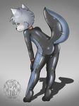  balls canine catsuit_(disambiguation) clothing collar cub male mammal rubber shiny skinsuit tight_clothing tobby tobby_wolf wolf young 