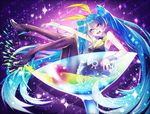 1055 1girl :d absurdly_long_hair arm_up armpits bare_shoulders black_dress black_footwear black_legwear blue_eyes blue_hair blue_nails dress full_body hair_between_eyes hair_ornament hatsune_miku high_heels highres long_hair looking_at_viewer nail_polish open_mouth pantyhose shiny shiny_skin shoes sitting sleeveless sleeveless_dress smile solo twintails very_long_hair vocaloid wrist_cuffs 