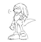  black_and_white clothing footwear gloves knuckles_the_echidna kuroma male monochrome shoes sketch slim solo sonic_(series) video_games 