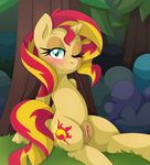  2017 anus equestria_girls equine female feral horn mammal my_little_pony pearlyiridescence pussy solo sunset_shimmer_(eg) unicorn 