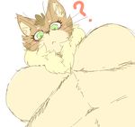  ? big_breasts blush breasts brown_fur brown_nose cat feline female fur green_eyes looking_down mammal mother neck_tuft parent simple_background slightly_chubby tiredanon tuft whiskers white_background 