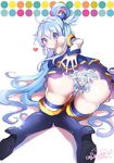  aqua_(konosuba) ass ass_grab blue_hair detached_sleeves downscaled hair_ornament heart kanola_u kono_subarashii_sekai_ni_shukufuku_wo! long_hair md5_mismatch no_panties resized skirt smile solo thighhighs very_long_hair 