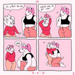  &lt;3 2017 abs anthro big_hair breasts comic cute female female/female fluffy fluffy_hair fur hair humor invalid_color love male male/male muscular overweight pink_hair printed_pink slightly_chubby sophie_(zwijgen) spats_(zwijgen) tall two_characters white_fur zwijgen 