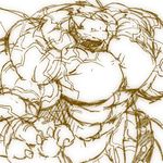  abs back_muscles biceps claws dragon horn hyper hyper_muscles kuroma leather_belt male monochrome muscular pecs quads reptile scalie sketch solo spikes tricpes 