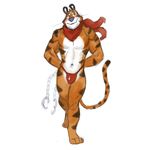  anthro bulge clothing feline frosted_flakes handcuffs jockstrap julicat male mammal navel scarf shackles sketch smile solo standing tiger tony_the_tiger underwear 