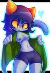  &lt;3 blue_hair breasts cat clothed clothing exposed_breasts feline female flashing fur hair mammal navel nepeta_leijon nipples open_shirt pedrovin solo tongue tongue_out 