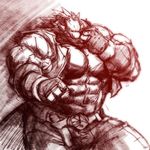  abs belt biceps clothing dragon hair horn hyper hyper_muscles jacket kuroma monochrome muscular pants pecs quads reptile scalie sharp_teeth sketch teeth triceps wide_hips 