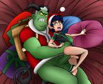  anal bad_ben balls ben_10 ben_10:_omniverse ben_tennyson big_balls black_hair cartoon_network christmas green_eyes green_skin hair holidays horn krampus male male/male max_tennyson monster old omniverse santa_claus turk128 white_hair 