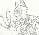  anthro black_and_white canine disney fox judy_hopps lagomorph mammal monochrome nick_wilde rabbit simple_background skeletonguys-and-ragdolls zootopia 