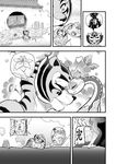  &lt;3 anthro black_and_white blush breasts claws comic duo eyes_closed fangs featureless_breasts feline female female/female feral fur kung_fu_panda mammal master_tigress master_viper monochrome open_mouth reptile scalie snake speech_bubble speechless striped_fur stripes teeth tiger tongue tongue_out zenmigawa 