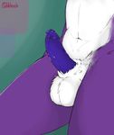  2017 anthro balls canine digital_media_(artwork) erection fox fur humanoid_penis hybrid lagomorph male mammal multicolored_fur nude oddchurch penis purple_fur rabbit ryoshi simple_background solo 