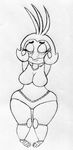  2016 animatronic anthro avian barely_visible_genitalia bird black_and_white breasts chicken eyes_closed female five_nights_at_freddy&#039;s five_nights_at_freddy&#039;s_2 hands_behind_head inkyfrog machine monochrome nude pussy robot shortstack simple_background solo standing subtle_pussy toy_chica_(fnaf) traditional_media_(artwork) video_games white_background wide_hips 