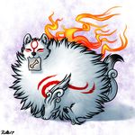  2017 amaterasu canine deity eyes_closed feral fluffy fur mammal ratte video_games white_fur wolf ōkami 