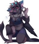  ? anthro avian breasts chimera facial_markings female horn hybrid kneeling mammal markings open_mouth raikissu red_eyes the_last_guardian trico 