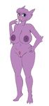  2017 anthro anthrofied big_breasts blue_eyes body_marking breasts curves deadpliss female hand_on_hip heterochromia ipan navel nintendo nipples nude pok&eacute;mon pok&eacute;morph pussy red_eyes sableye simple_background solo tongue tongue_out video_games white_background 