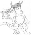  balls belly claws digimon greymon male monochrome penis salamander_(artist) saliva simple_background size_difference standing traditional_media_(artwork) vein veiny_penis vore white_background 