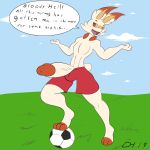  anthro anthrofied ball balls_outline bent_knee british clothing dirtydirtyhands field foot_on_ball grass lagomorph male mammal nintendo open_mouth outside penis pok&eacute;mon pok&eacute;mon_(species) pok&eacute;morph poking_out scorbunny shorts soccer_ball solo video_games 