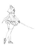  1girl ass camel_(dansen) energy_sword female milia milia_wars monochrome skirt solo sword thighhighs weapon 