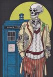  1boy canvas celery cricket dead doctor_who fifth_doctor skeleton skull star sun tardis undead 