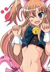  1girl animal_ears animal_tail aokura_shou bell blue_eyes bow bowtie cat_ears cat_pose cat_tail houjou_hibiki long_hair looking_at_viewer navel orange_hair paw_pose paw_print precure sketch small_breasts solo stomach suite_precure tail 