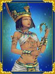  ancient_egypt black_hair blue_eyes breasts dark_skin egyptian hat jewelry shita_to_hidari staff underboob 