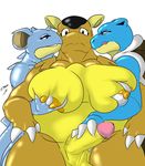  areola balls big_balls big_breasts big_penis blastoise breasts claws digital_media_(artwork) female grope herm horn intersex kangaskhan nidoqueen nintendo nipples penis pok&eacute;mon shell simple_background slightly_chubby sweat thepainfultruth thick_thighs video_games wide_hips 