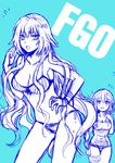  :o bikini blush braid breasts cleavage fate/grand_order fate_(series) hizuki_mai jeanne_d'arc_(alter)_(fate) jeanne_d'arc_(fate) jeanne_d'arc_(fate)_(all) large_breasts long_hair monochrome multiple_girls single_braid sketch swimsuit very_long_hair 